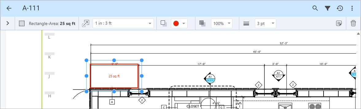 Screenshot of Drawings with Rectangle Area tool