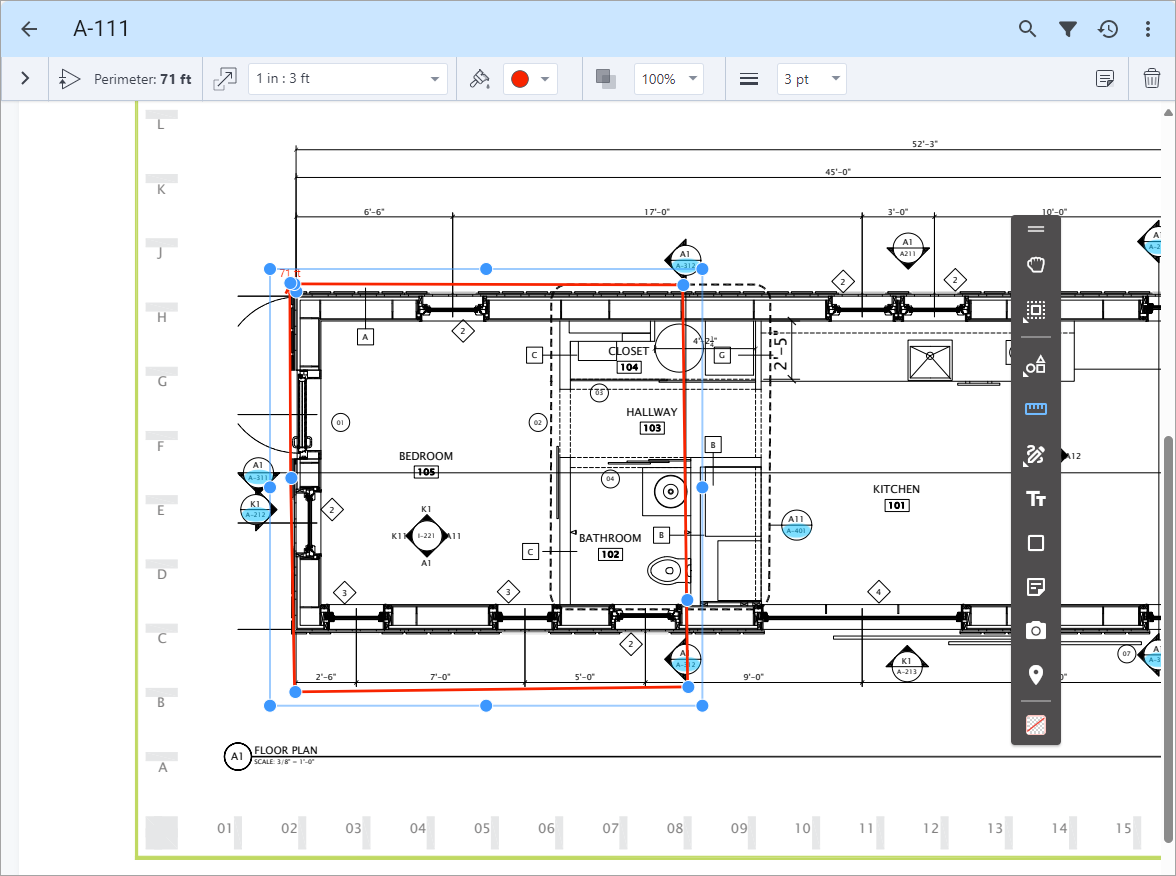 Screenshot of Drawings with Perimeter tool