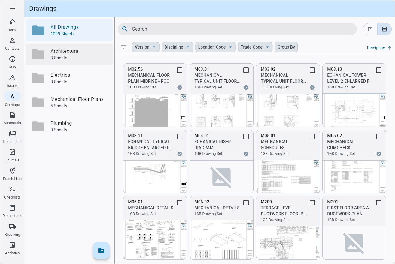 Screenshot of Drawings with Document Packages