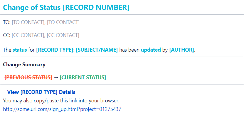 Image of notification template.