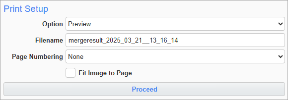 Screenshot of Print Multiple Options pop-up.