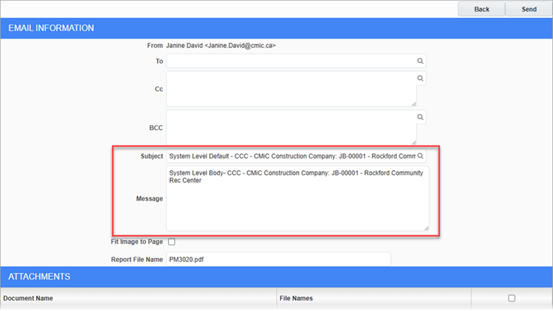 Screenshot of Communication Email preview.