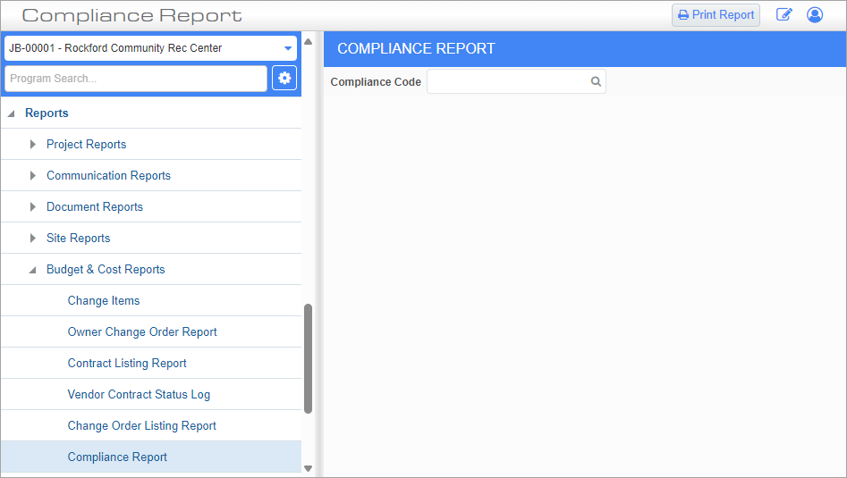 Screenshot of Compliance Report.