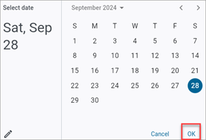 Screenshot of Documents calendarpop-up