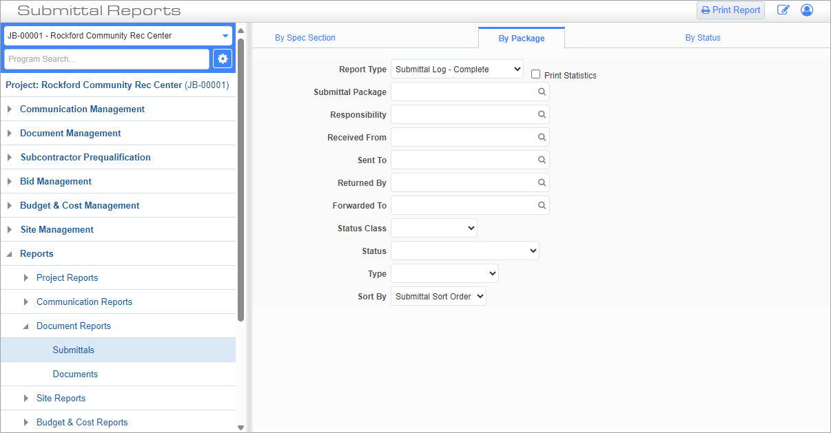 Screenshot of By Package tab.