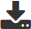 Image of download icon, black arrow pointing down