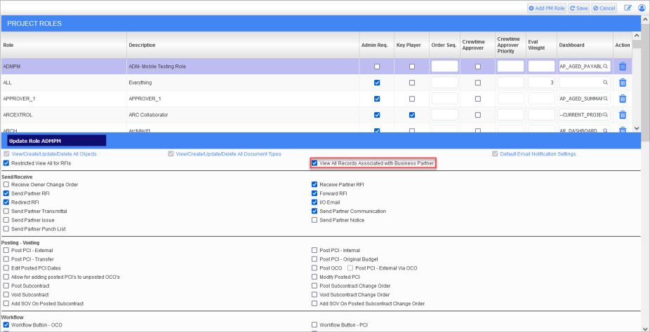 Screenshot showing View All Records Associated with Business Partner checkbox