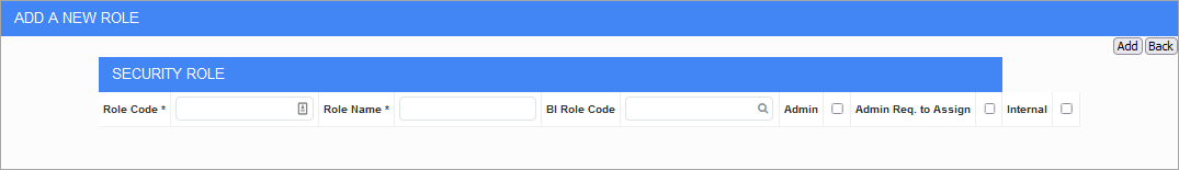 Screenshot of Add a New Role screen