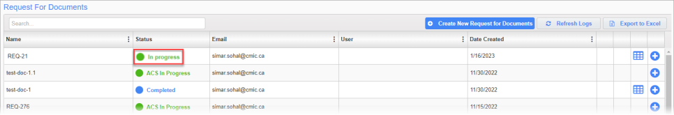 Request For Documents