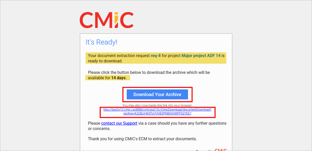 Screenshot of sample RFD email