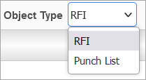 Screenshot of Object Type drop-down.