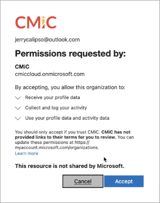 Screenshot of Collaborate Gateway registration and login with Azure.