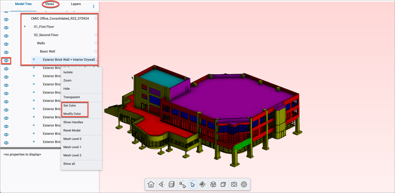 Screenshot of BIM model tree.