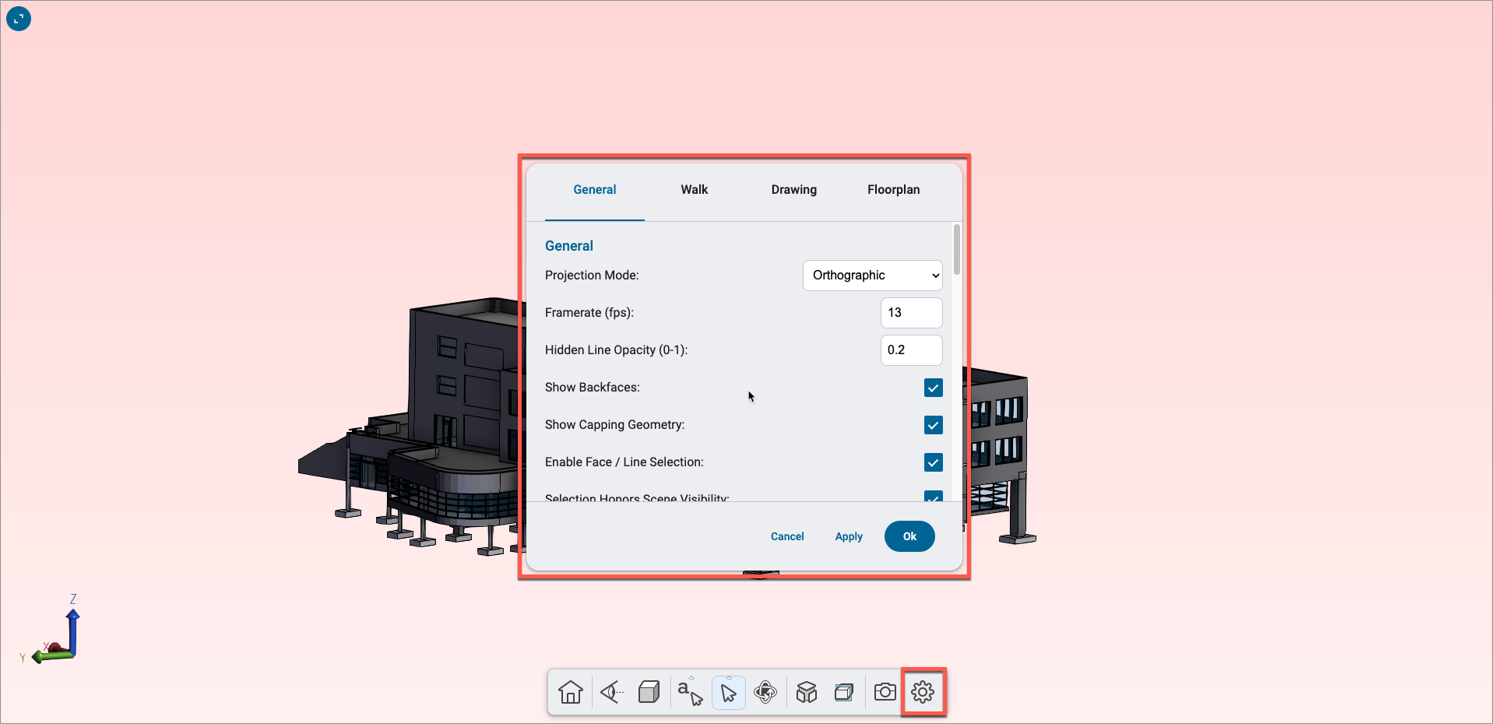 Screenshot of BIM settings.