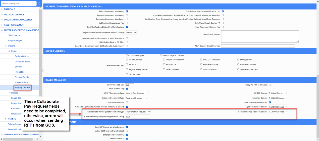 Collaborate - Pay Request - Image Manager Settings