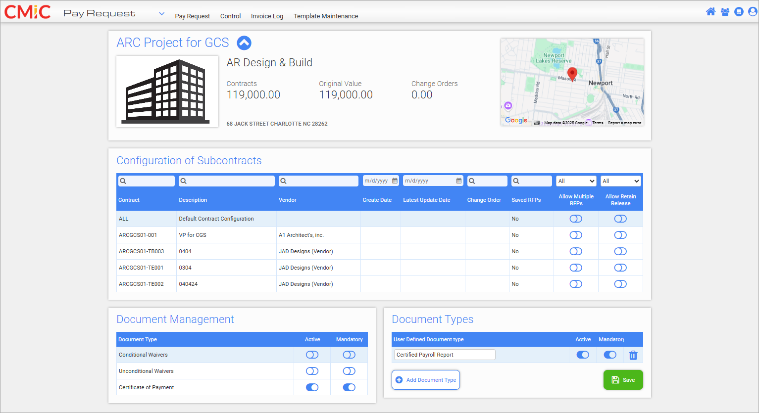 Screenshot of Pay Request screen.