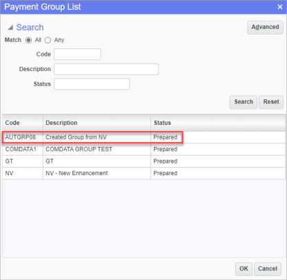 Payment Group List