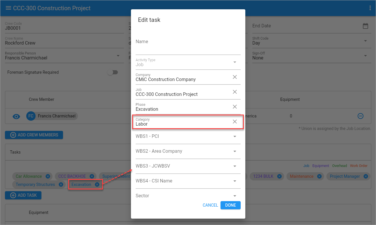 Screenshot of Edit Task pop-up.