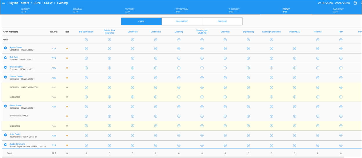 Screenshot of Crew Maintenance screen showing available crew members.