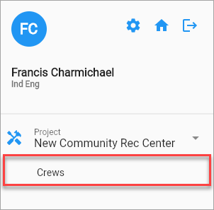 Screenshot of Crews on menu