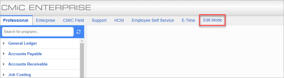 Screenshot of Enterprise with [Edit Mode] button highlighted.