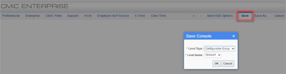Screenshot of Save Console pop-up.
