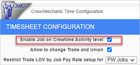 Screenshot of Crew/Mechanic Time Configuration