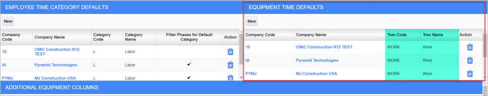 Screenshot of Crew Time Configuration.