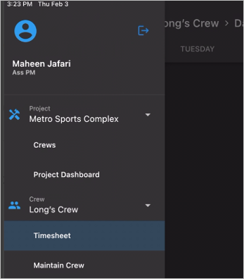 Screenshot of menu in dark mode.