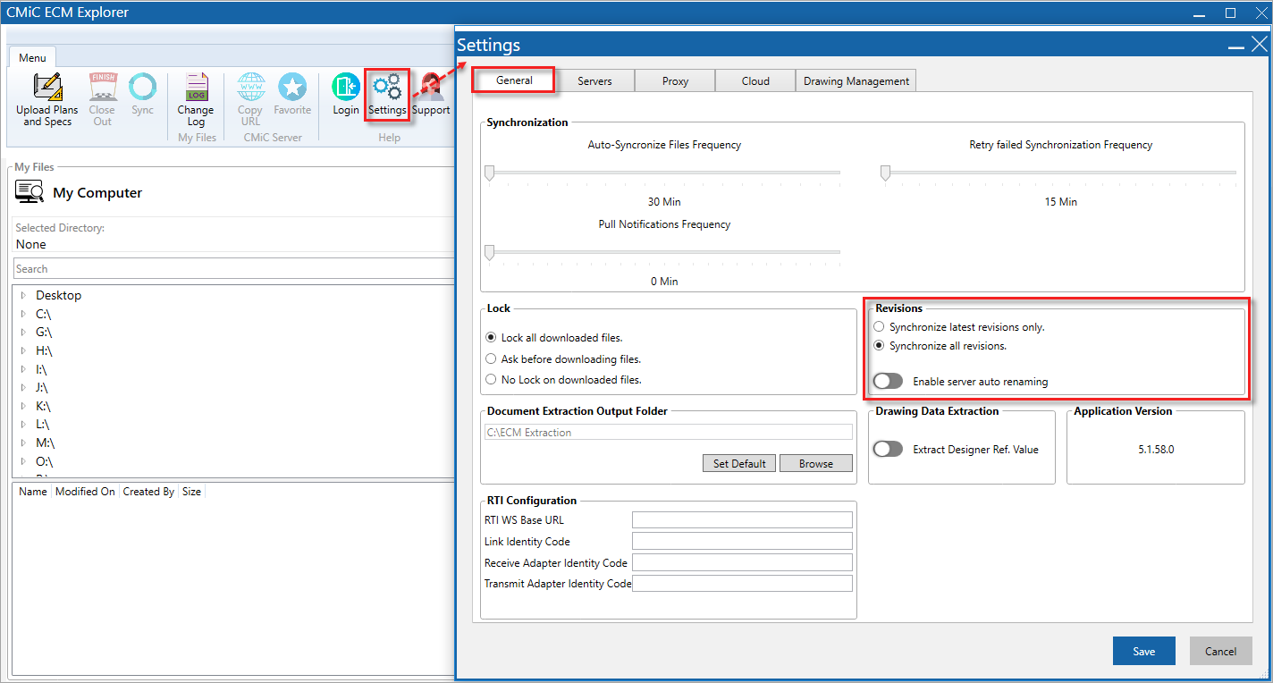 Enterprise Content Management - ECM Explorer Settings - General - Tab