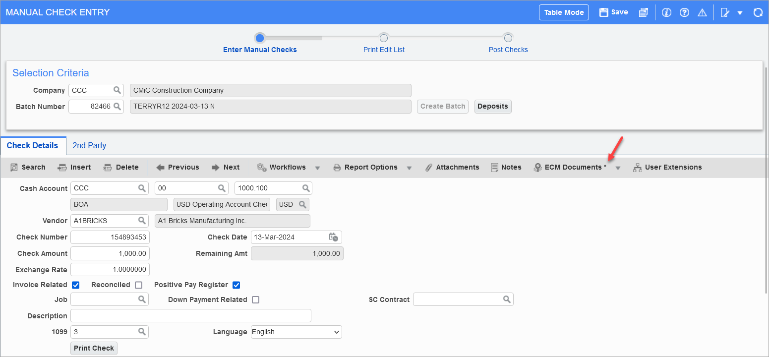 Indicator on ECM Documents button