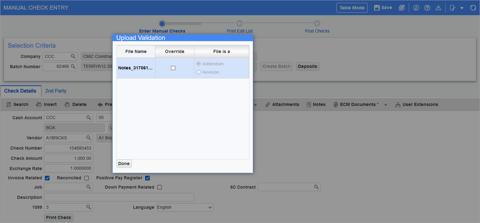 Upload Validation pop-up window