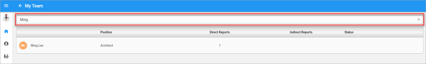 Screenshot of My Team with search bar highlighted
