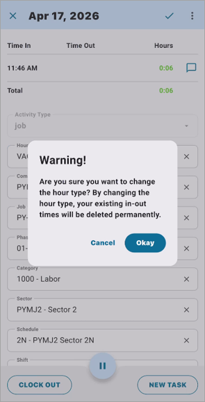 Screenshot of warning alert.