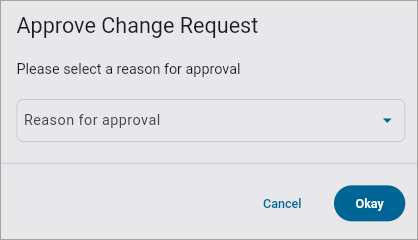 Screenshot of Approve Change Request pop-up.