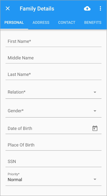 Screenshot of Family Information Details screen.