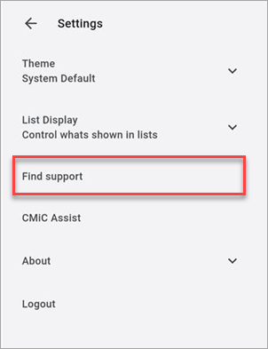 Screenshot of Settings screen.