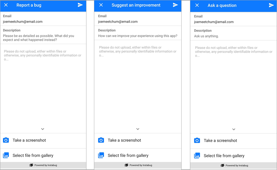 Screenshot of various Description fields on report options.