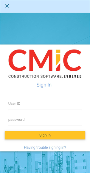 Screenshot of Construct Enterprise Login page.
