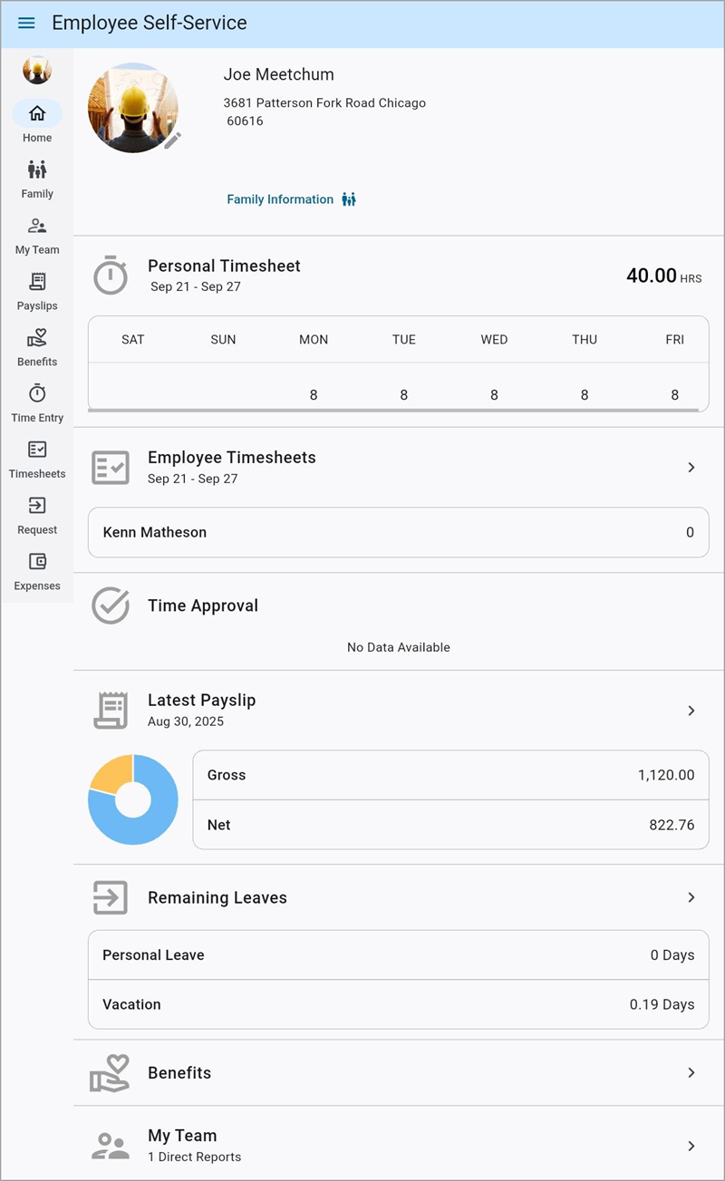 Screenshot of Home screen.