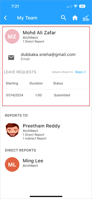 Screenshot an employee's leave request.