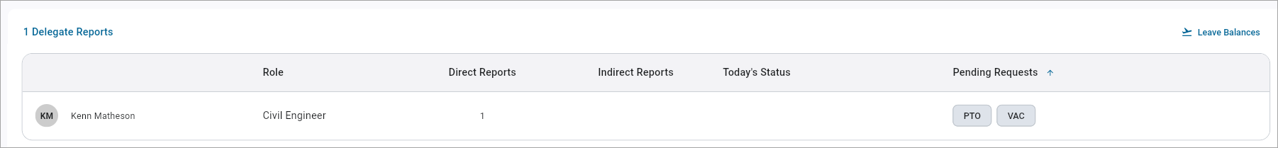 Screenshot of My Team-Active Delegations section.