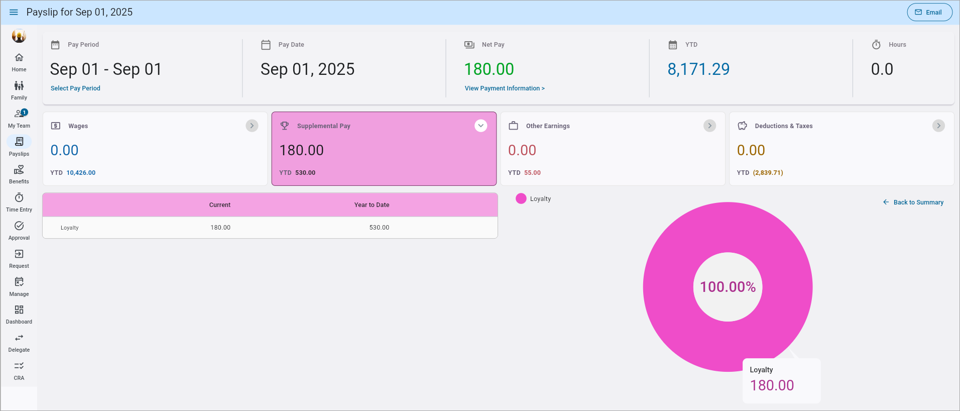 Screenshot of Supplemental Pay tab.