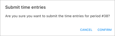 Screenshot of Submit Time Entries pop-up window.