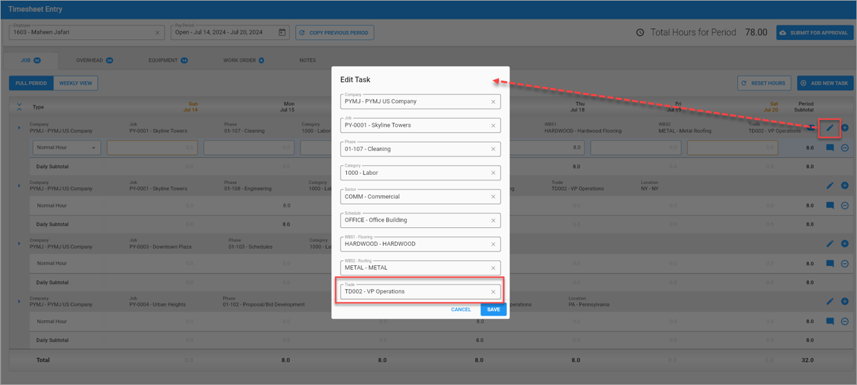 Screenshot of Edit Task pop-up window.