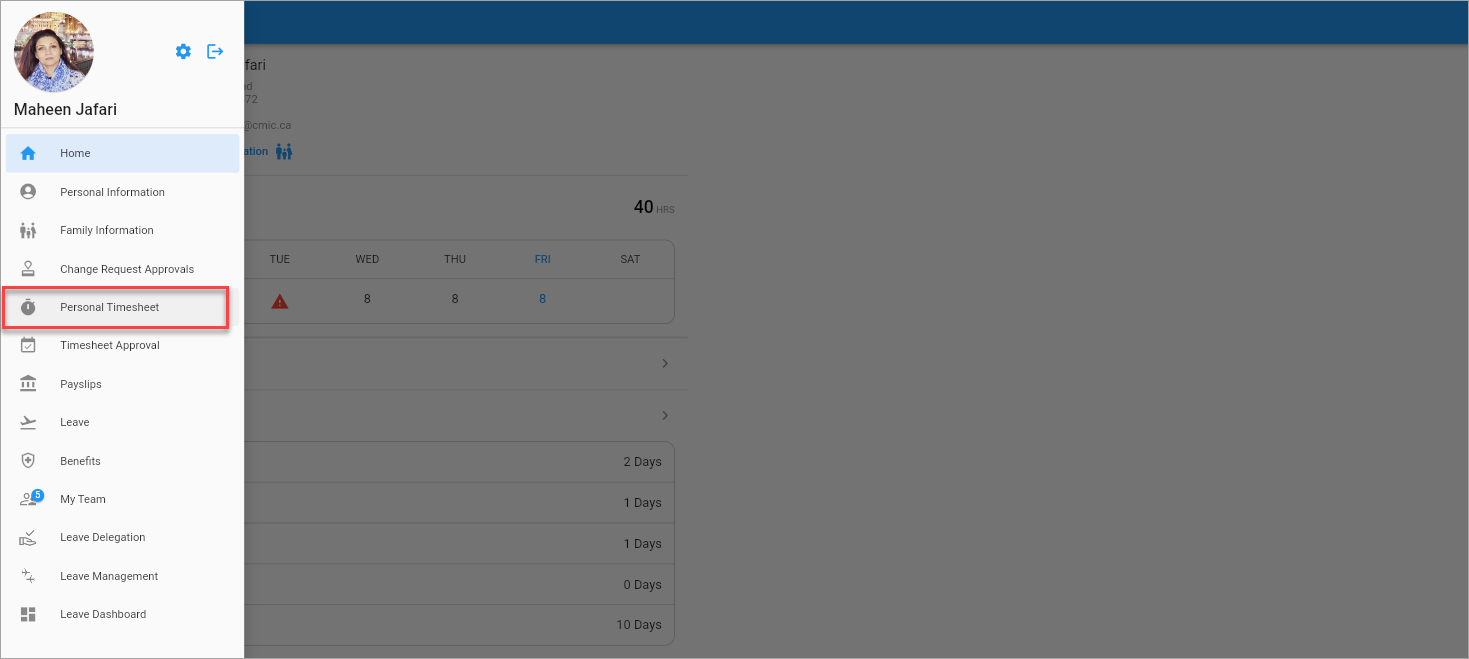 Screenshot of Construct ESS web's main menu.