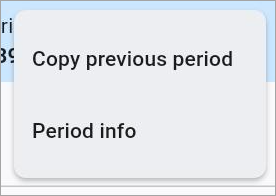 Screenshot of Pay Period drop-down menu.