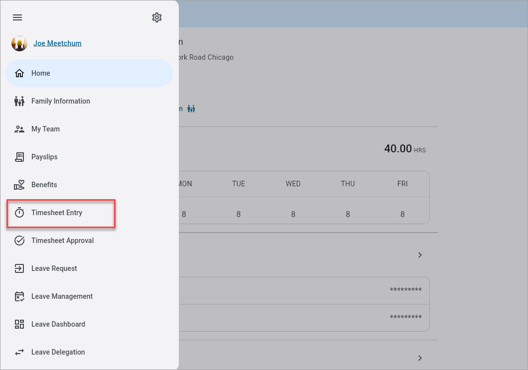 Screenshot of Construct ESS web's main menu.