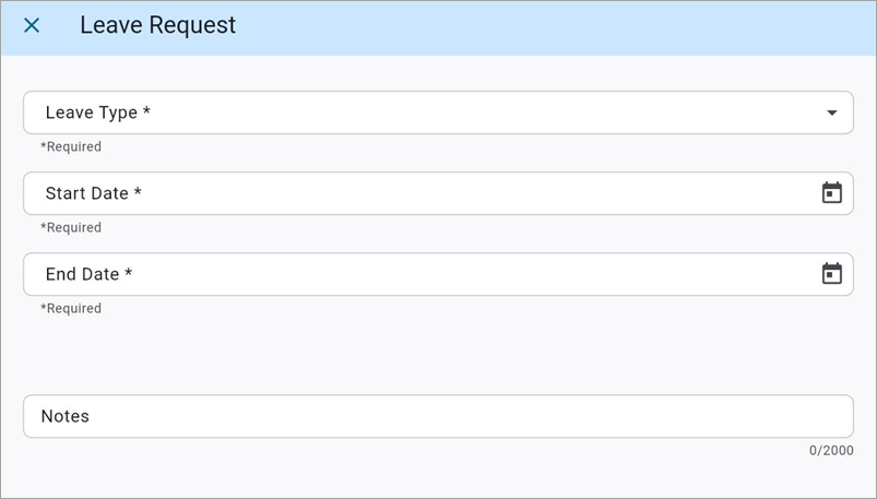 Screenshot of Leave Request.