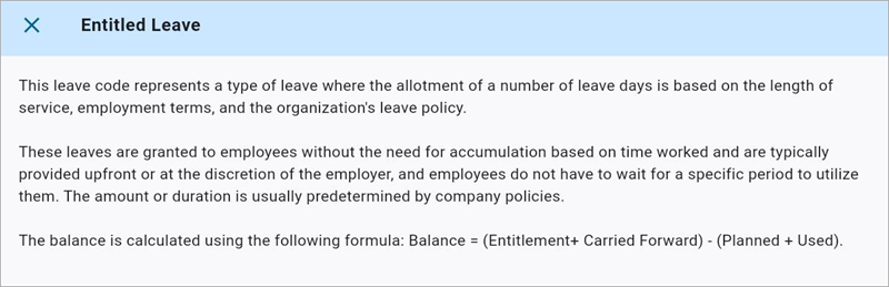 Screenshot of Entitled Leave.